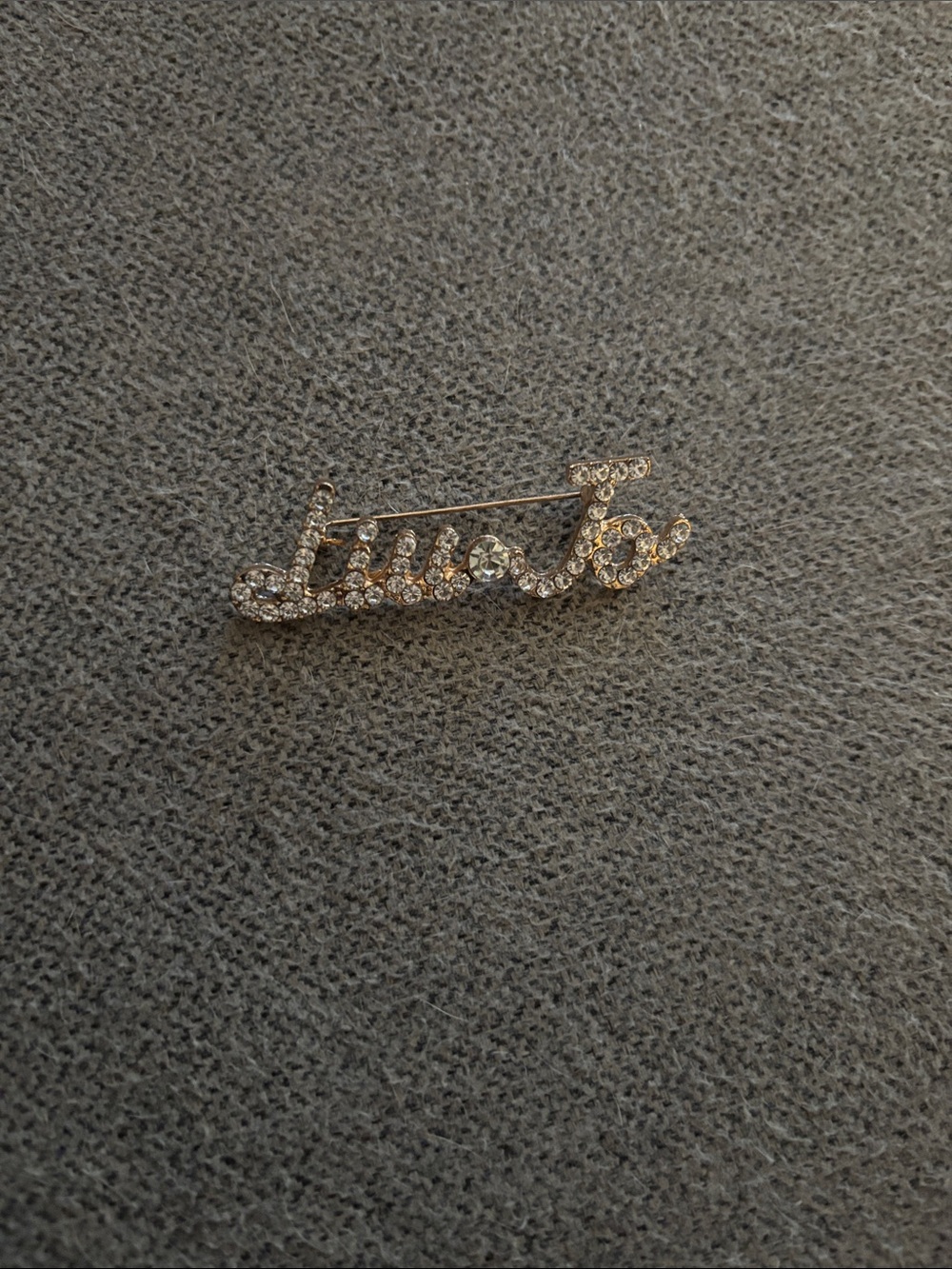 LIU JO Script Pin Brooch - Gold Tone